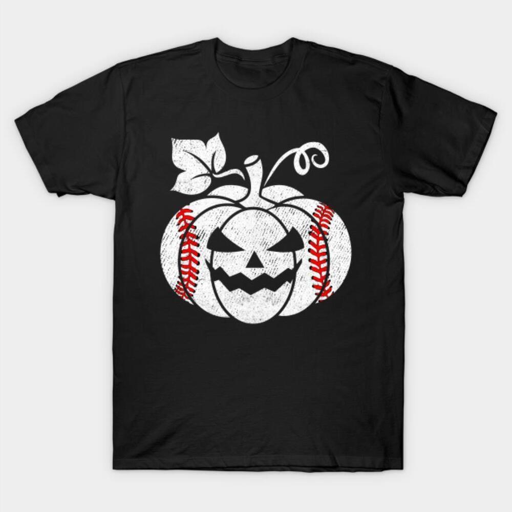 Baseball Player Scary Pumpkin Costume Halloween Tshirt